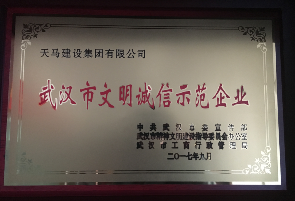 2017年度武漢市文明誠信示范企業(yè)